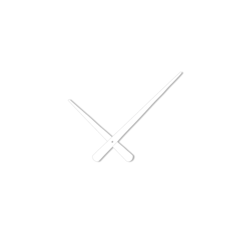 Bílé matné zúžené hliníkové ručičky na hodiny 215 mm | 130 mm