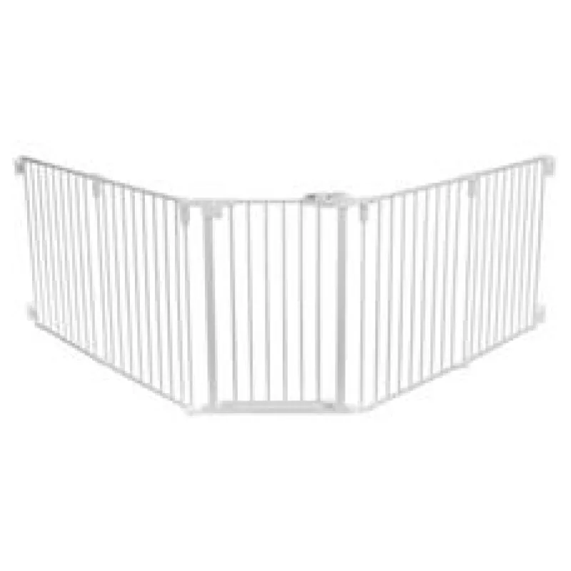 Zábrana pro psy s dvířky, 5 dílů, 62.5-300 x 76.5 cm, lakovaný kov 1 ks