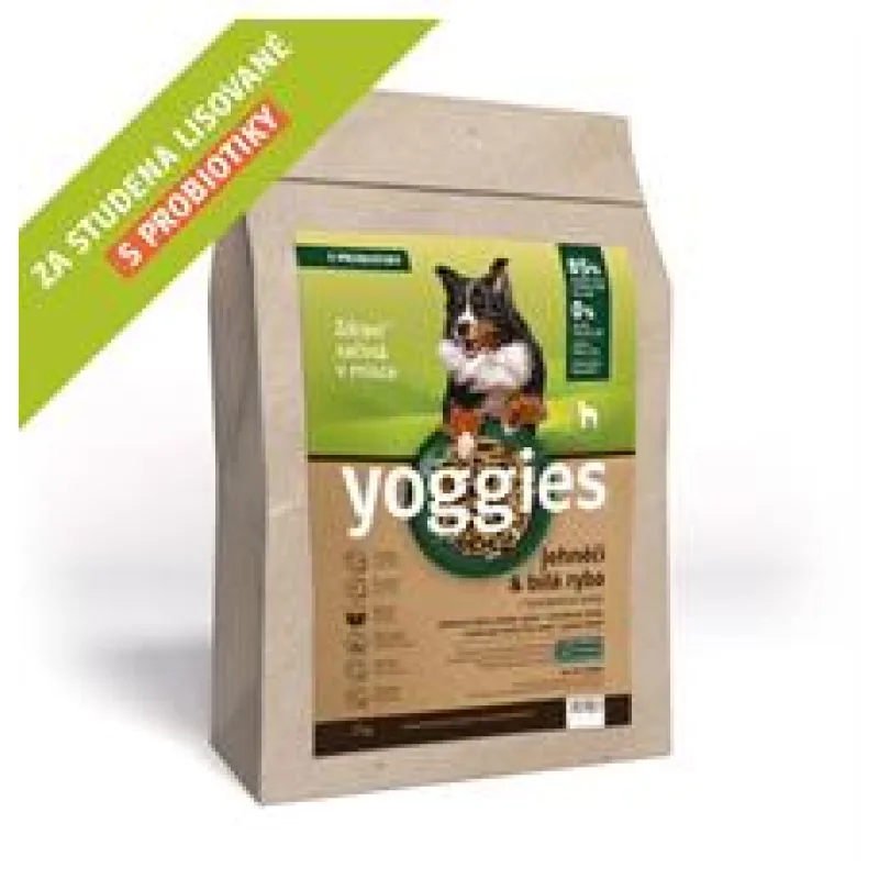 Yoggies, Jehnečí a bílá ryba, granule lisované za studena 2x 20kg + Fit kostičky Yoggies pro psy 2x47g