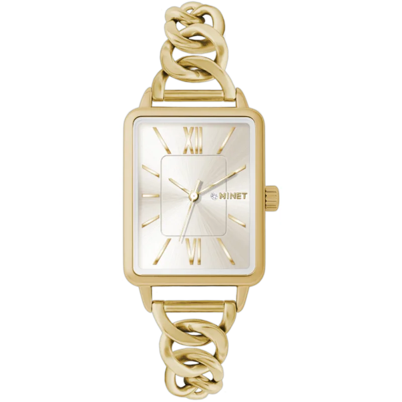 MINET Zlaté dámské hodinky SIENA se zlatým ocelovým řemínkem MWL5420