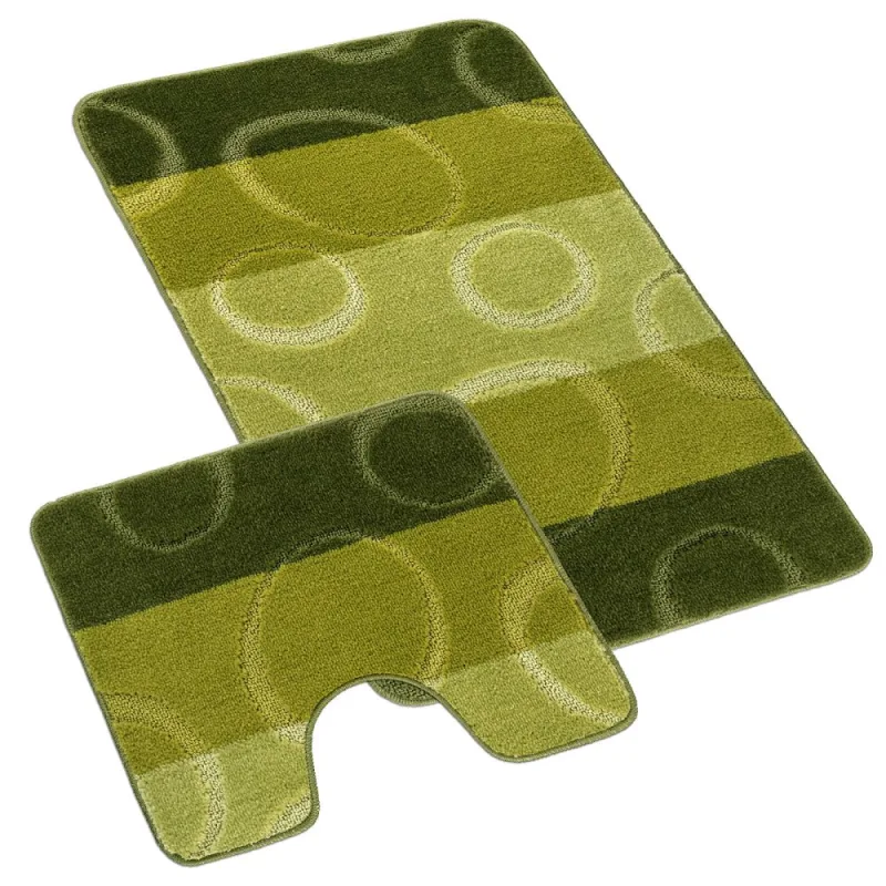 Kúpeľňová a WC predložka Elipsy zelené 60x100+60x50cm