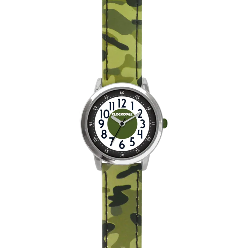 CLOCKODILE Svítící zelené chlapecké dětské hodinky ARMY s maskáčovým vzorem CWB0031