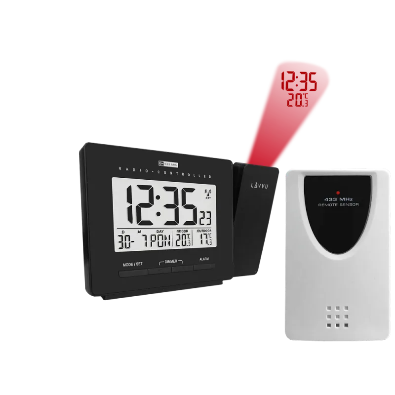 Digitální projekční budík řízený rádiovým signálem LAVVU PROJECTION s češtinou LAR0030