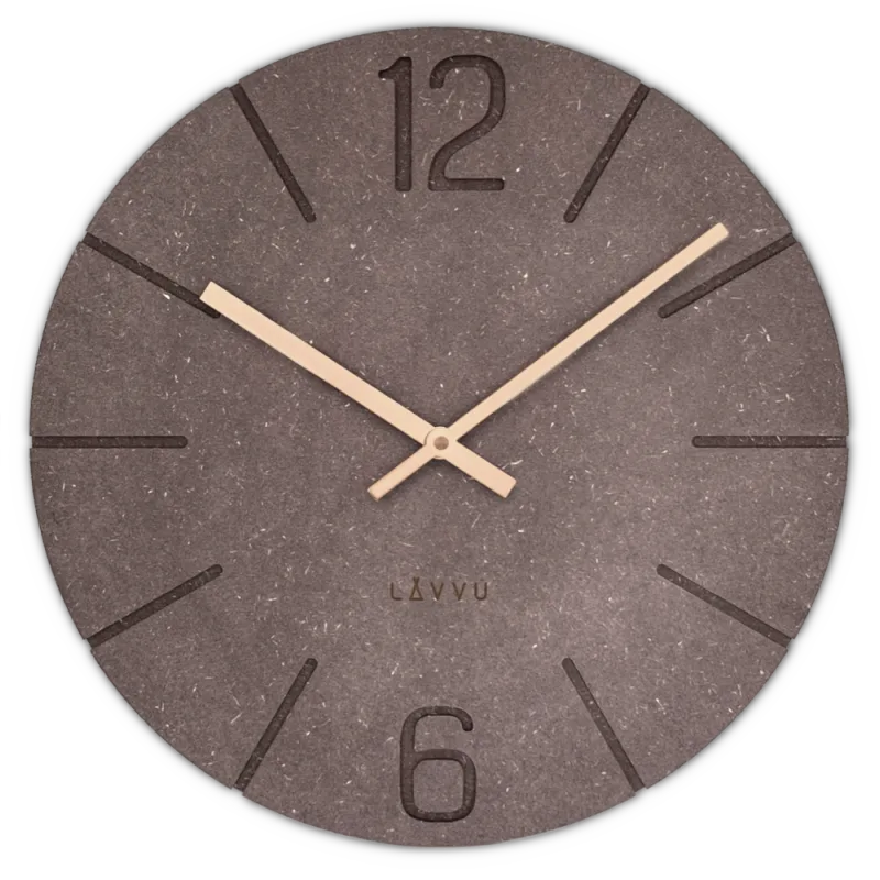 LAVVU Hnědé design hodiny Natur vyrobené v Čechách ⌀34cm LCT5024