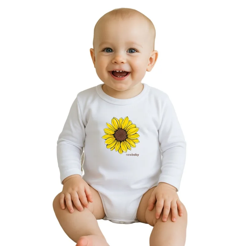 Detské body s potlačou New Baby Slnečnica - krátky rukáv