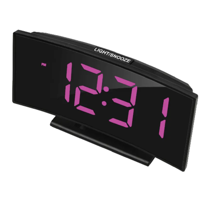 JVD Prohnutý digitální budík do sítě s fialovými LED svítícími čísly JVD SB681.4