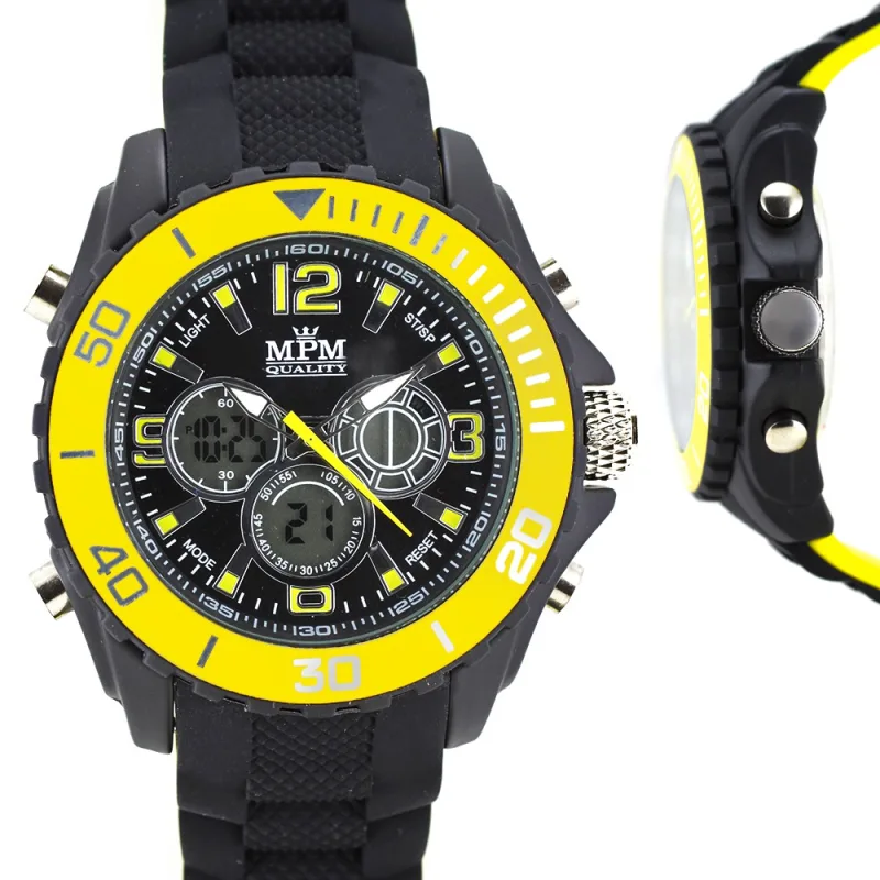 MPM Pánské sportovní hodinky se stříbrným číselníkem na silikonovém řemínku W01M.10606.E