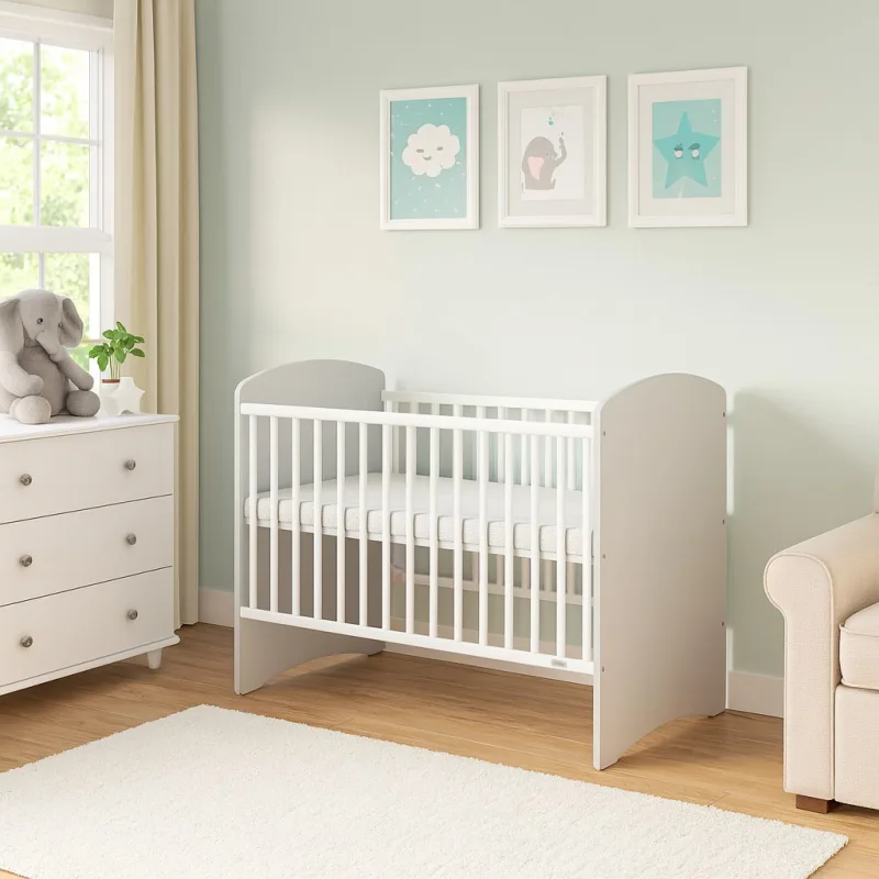 Detská postieľka New Baby LEO bielo-sivá