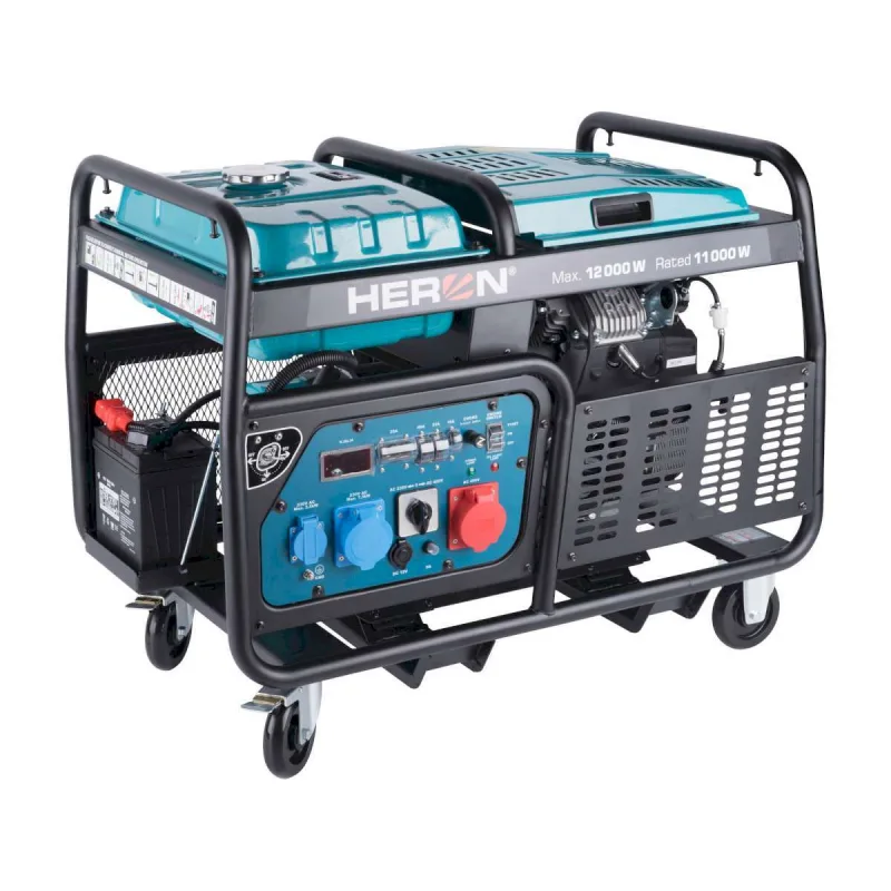 Elektrocentrála rámová benzínová 400V/230V, 12kW/11kW, 22HP dvojvalec, elektrický štart, HERON