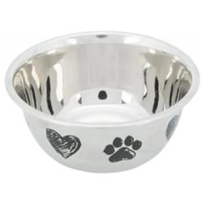 Nerezová miska, motiv tlapky/srdce, protiskluzové dno 2.0 l/ø 20 cm
