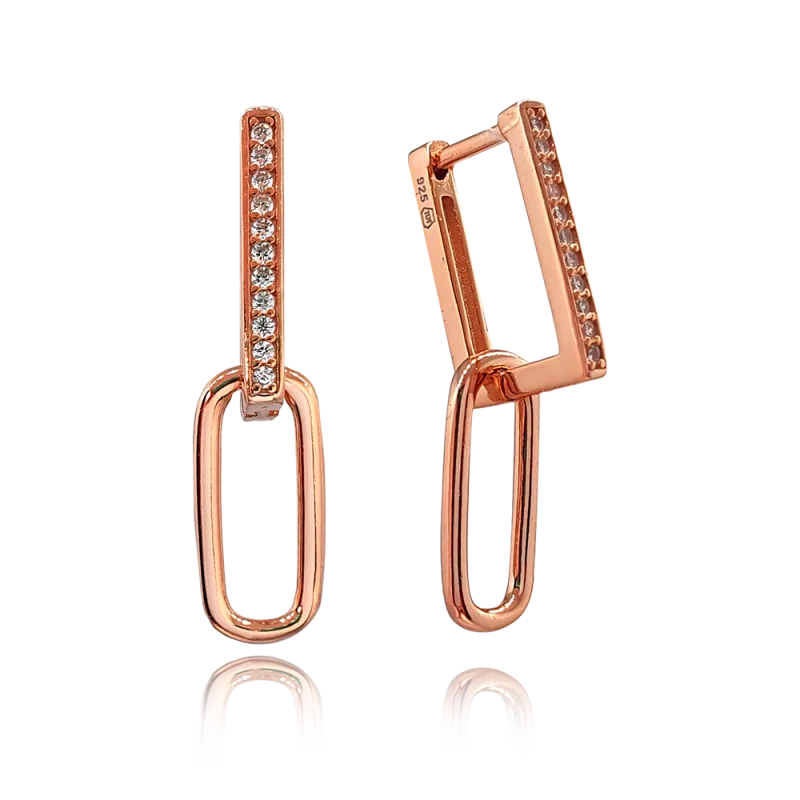 MINET Rose gold stříbrné náušnice v italském stylu s bílými zirkony JMAS0177RE01