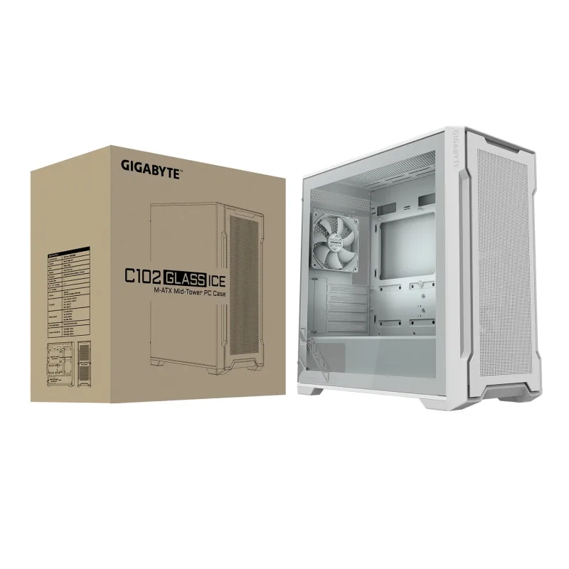 GIGABYTE C102 GLASS ICE/ Midi Tower/ Transpar./ Biela GB-C102GI