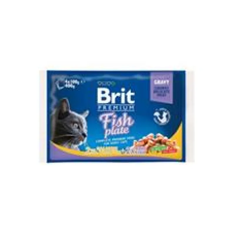 Brit Premium Cat kapsa Fish Plate 400 g (4x100 g)