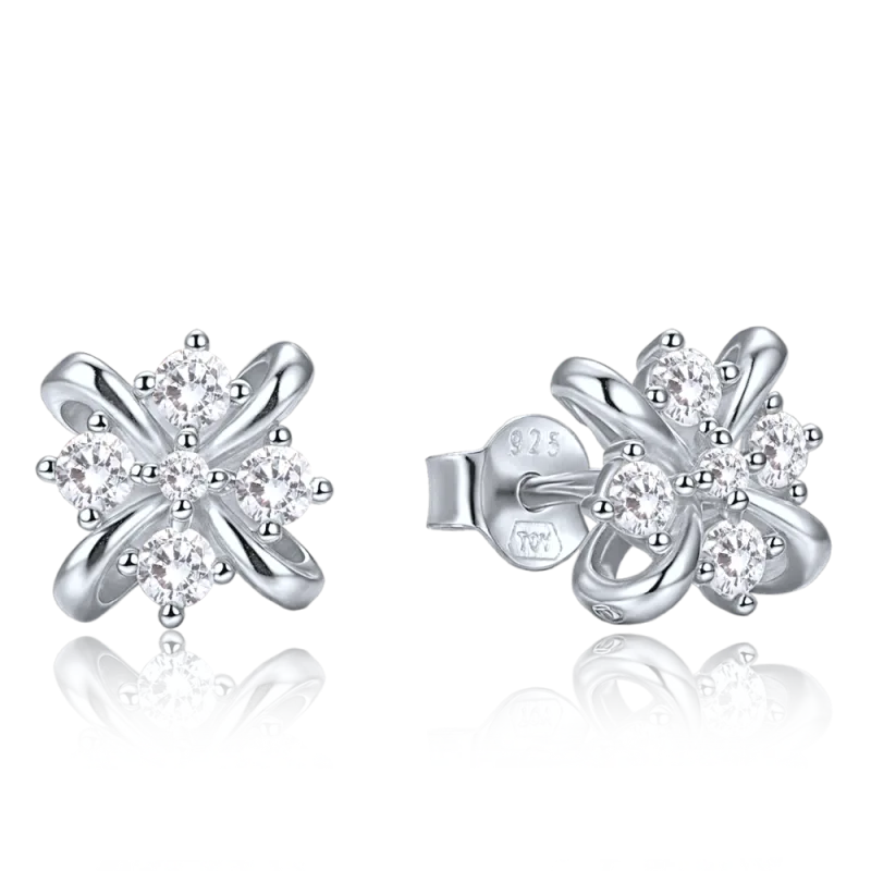 MINET Elegantní stříbrné náušnice s bílými zirkony