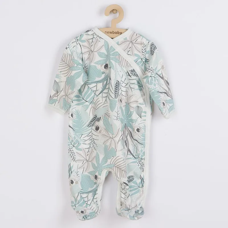Dojčenský bavlnený overal s bočným zapínaním New Baby Lovely zelený