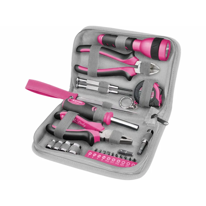 Sada náradia, 23-dielna sada, vyšívané textilné puzdro EXTOL LADY
