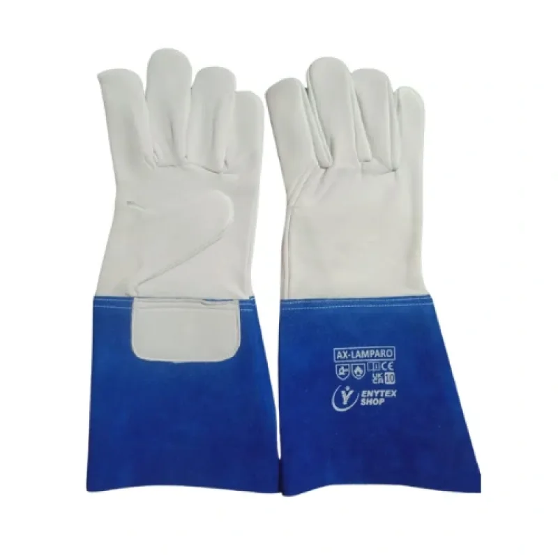 Madeva AX-LAMPARO zváracie rukavice biela/modrá 10