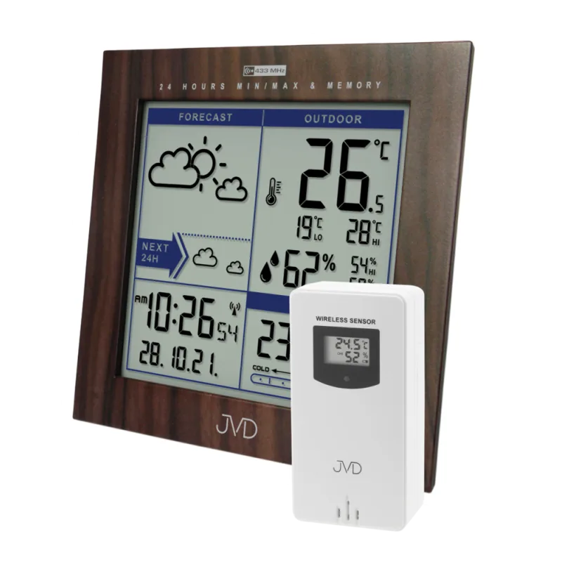JVD Rádiem řízená meteorologická stanice v imitaci dřeva JVD RB9233.2
