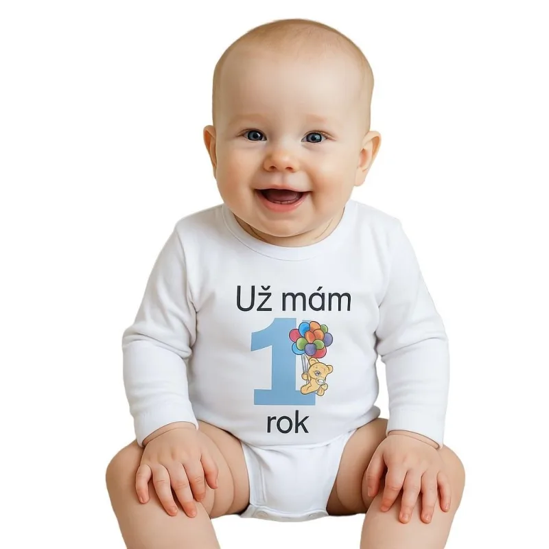 Body s potlačou New Baby Už mám 1 rok modré