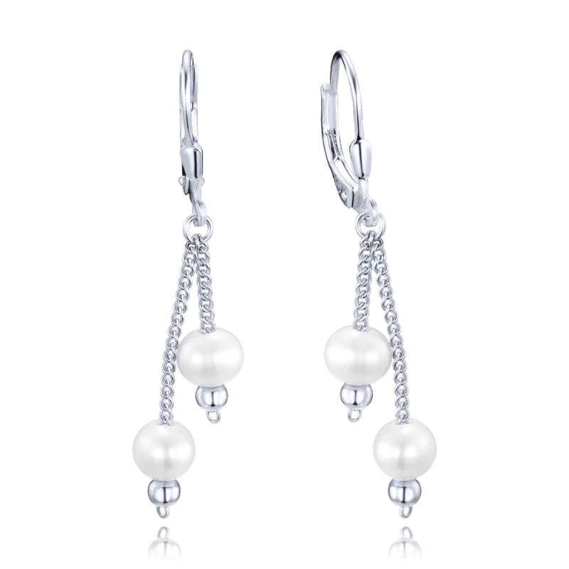 MINET Stříbrné náušnice s přírodními perlami JMAS7056SE00