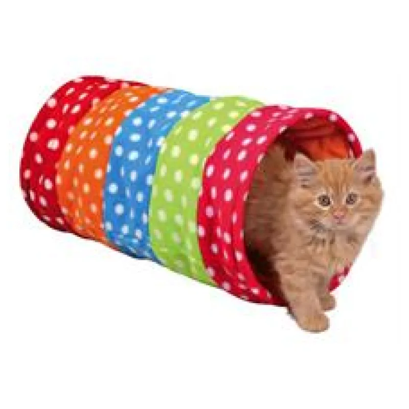 Barevný tunel pro kočky, flízový 25x50 cm