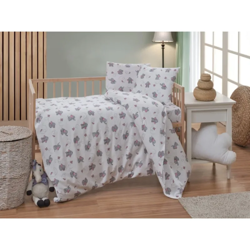 Bavlnené detské obliečky Sloník šedý 140x200/70x90 cm
