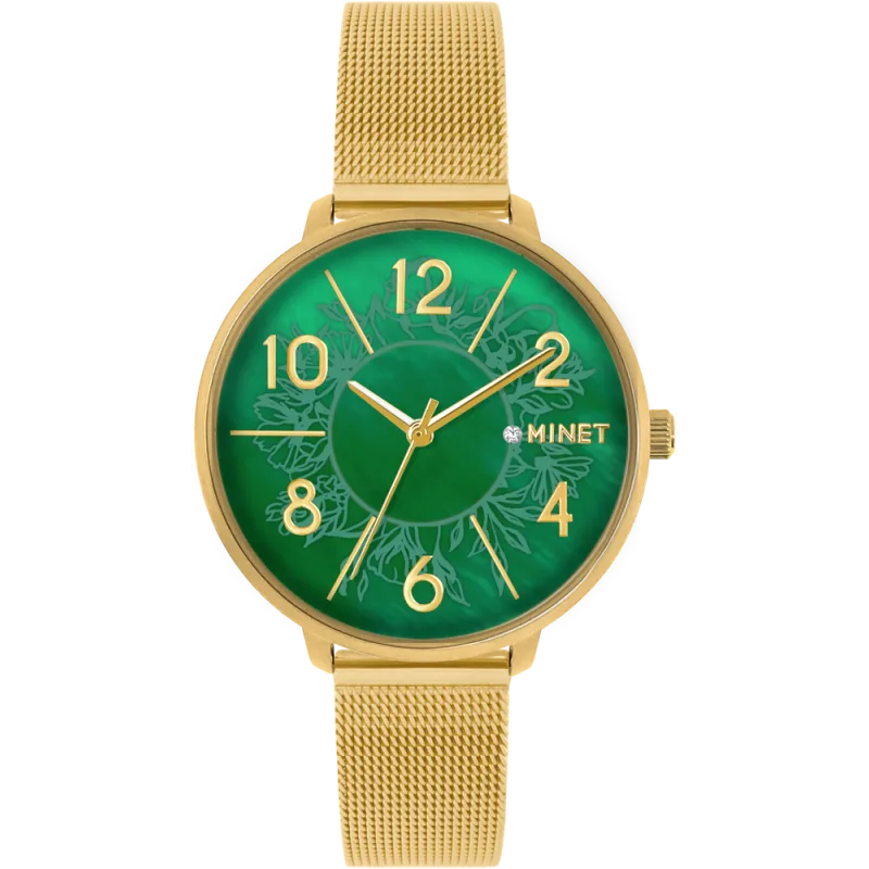 MINET Zlaté dámské hodinky PRAGUE Pure Gold MESH MWL5200
