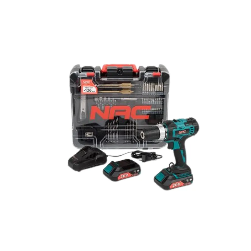Aku vŕtačka NAC CDB2-40-S-LI-20V 2x2Ah + príslušenstvo 126 dielov