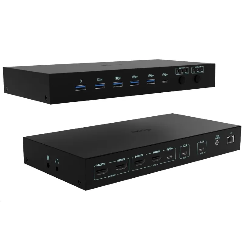 i-tec USB-C KVM Docking station pre 3 Hosts, Dual Display, 2x Power…