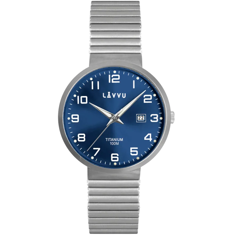 Titanové pružné hodinky s vodotěsností 100M LAVVU LUNDEN Blue