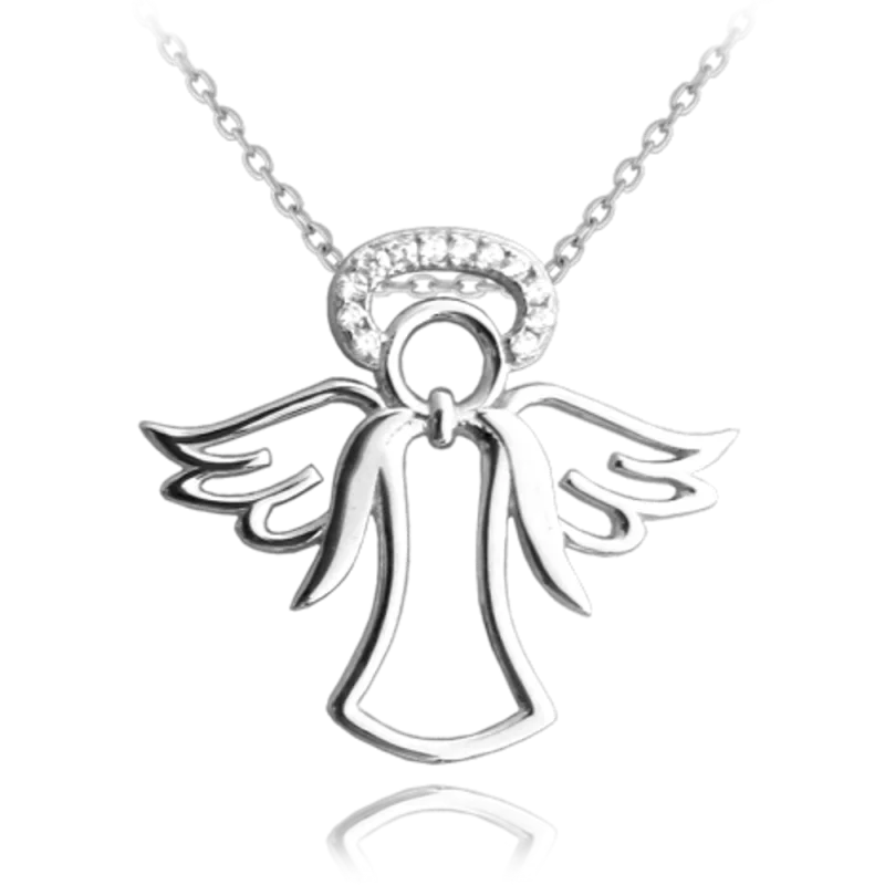 MINET Stříbrný náhrdelník ANDĚL se svatozáří JMAN0069SN45