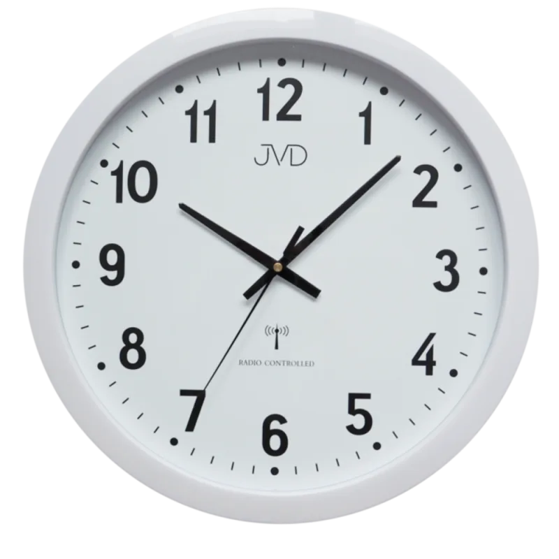 JVD Bílé kulaté rádiem řízené velké hodiny JVD RH652 - průměr 40cm
