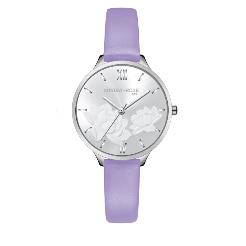 SUNDAY ROSE Dámské designové hodinky  SUNDAY ROSE Fashion Pastel Violet SUN-F14