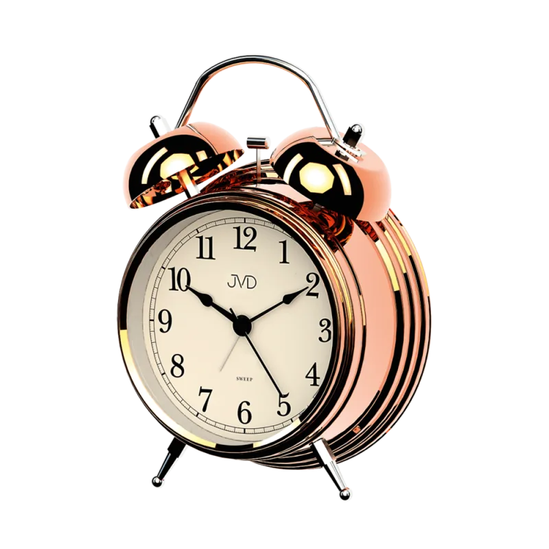 JVD Rose gold analogotvý netikající ručkový budík JVD SRP2217.3