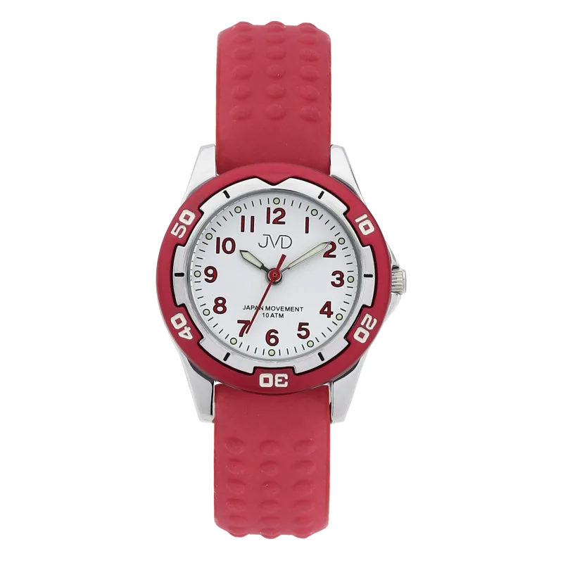Červené odolné dětské chlapecké vodotěsné hodinky JVD J7185.2 - 10ATM