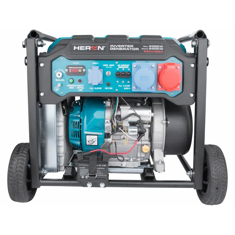 Elektrocentrála invertorová rámová 3F, 9kW, diaľkové ovládanie, podvozok, HERON