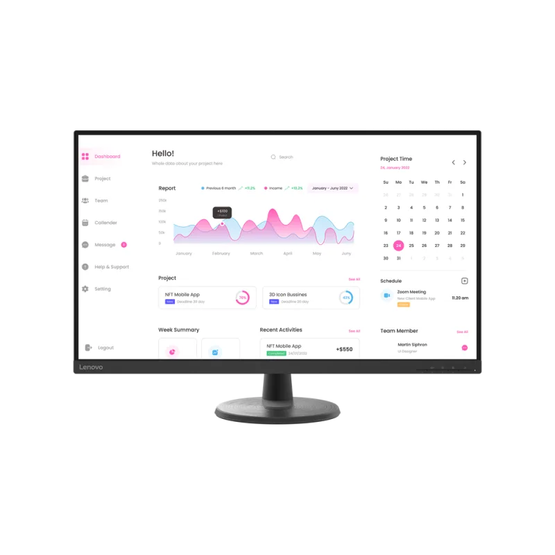 Lenovo D32-40 31.5"FHD VA 16:9 3000:1 250cd 4ms 60Hz HDMI+DP 66FCGAC2EU