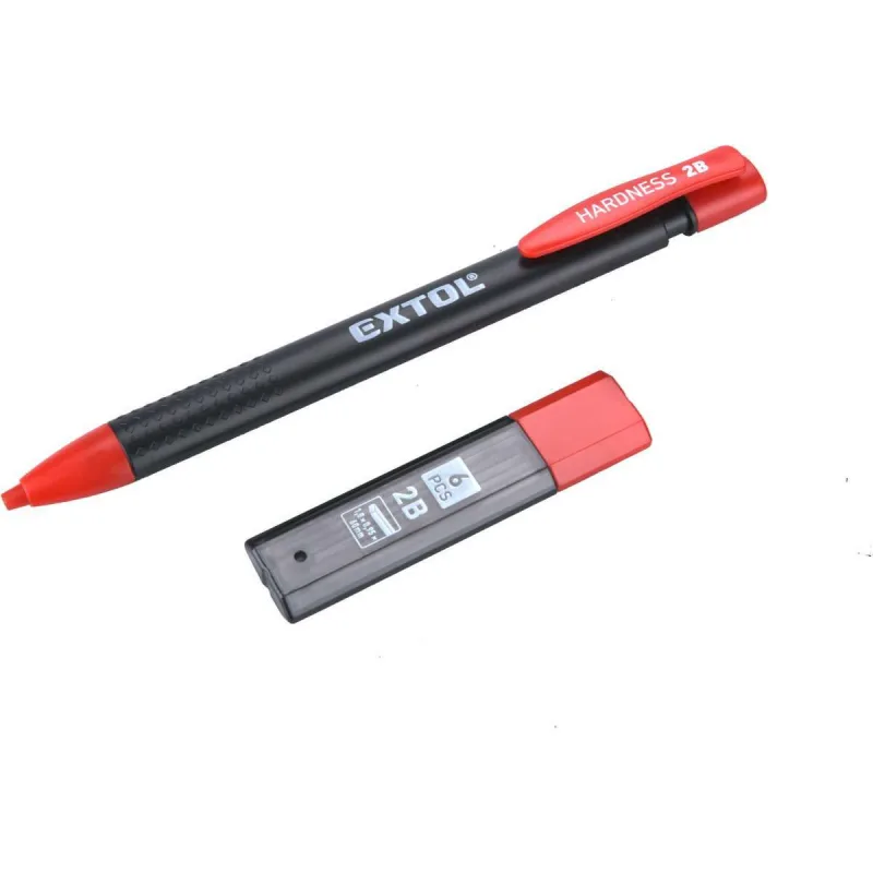 Tesárska ceruzka s vymeniteľnou tuhou, 144mm, 7ks tuha, EXTOL PREMIUM
