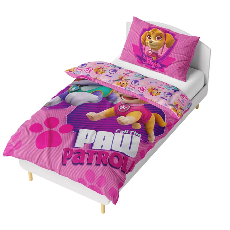 Mikroplyšové obliečky Tlapková Patrola Odvážne Záchranárky 140x200/70x90 cm