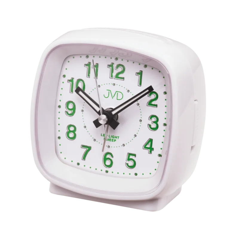 JVD Bílý netikající tichý analogový LED budík JVD sweep SRP817.5