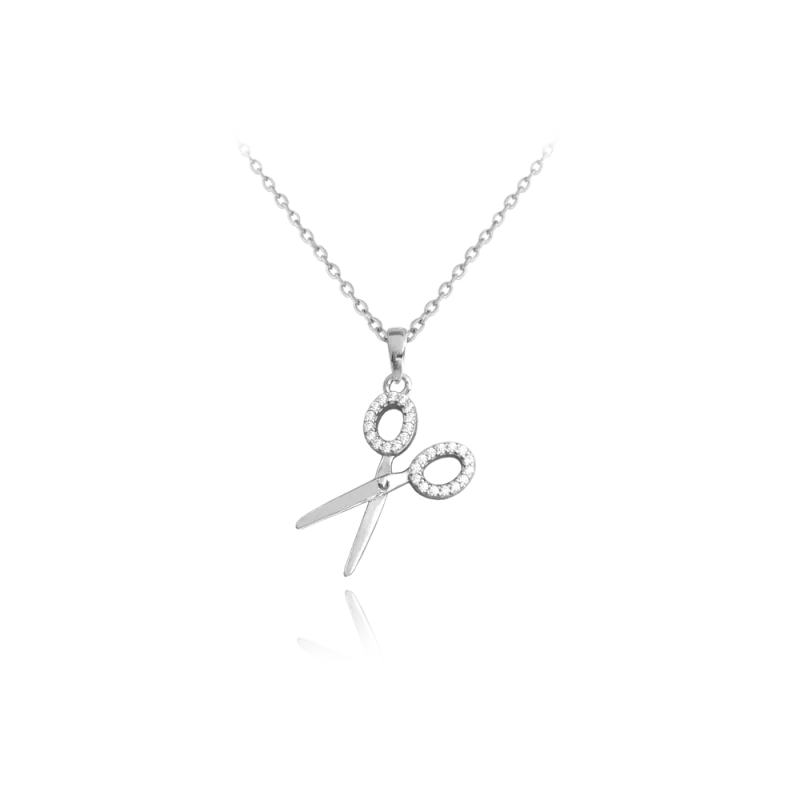 MINET Stříbrný náhrdelník NŮŽKY s bílými zirkony