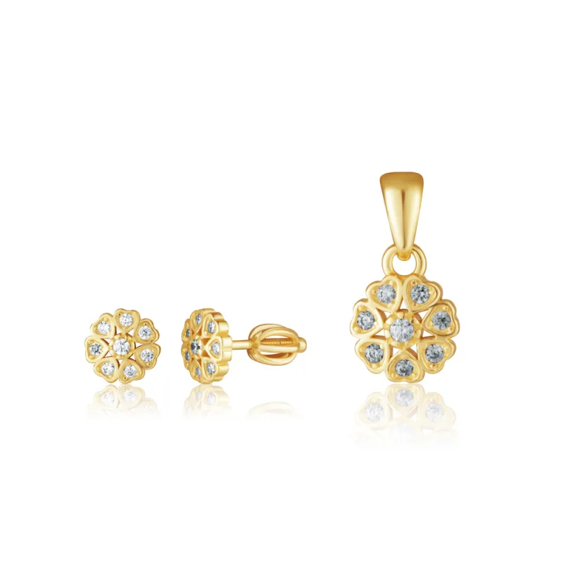 JVD Dámská pozlacená stříbrná souprava se zirkony set SVLS0146SH2GOSR