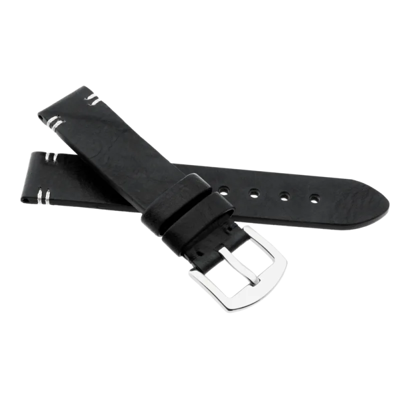 JVD Kožený unisex černý řemínek na hodinky R41801/24