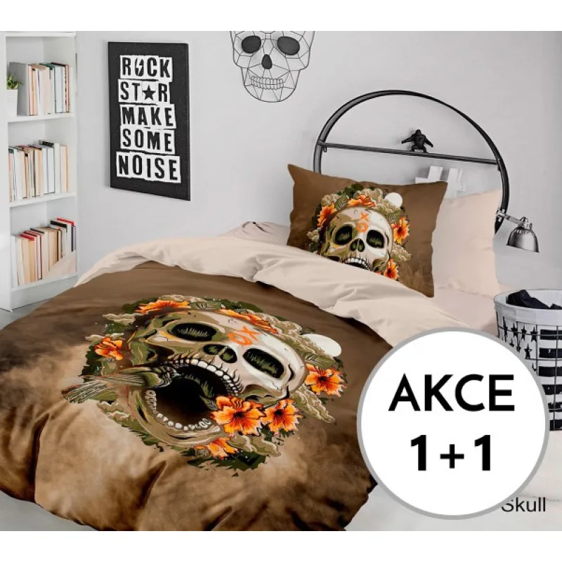 Posteľné obliečky Skull Digitál 140x200/70x90 cm 1+1 zdarma