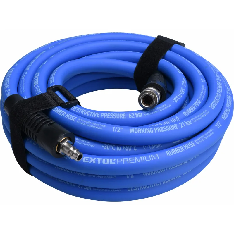 Hadica vzduchová gumená s rýchlospojkami 1/2, 10m, EXTOL PREMIUM