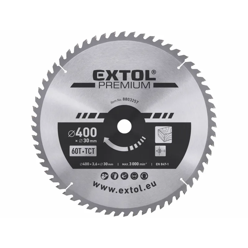 Kotúč pílový s SK plátkami, Ø400x3,8x30mm, 60z, EXTOL PREMIUM