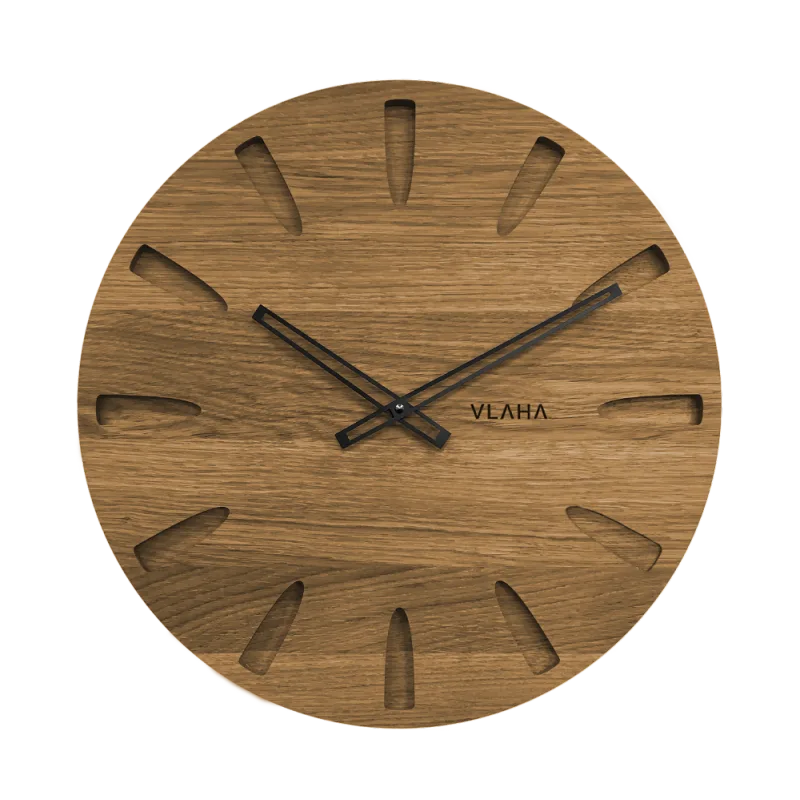 VLAHA Velké dubové hodiny GRAND vyrobené v Čechách s černými ručkami ⌀45cm VCT1022