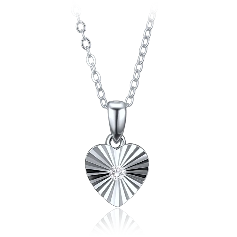 MINET Decentní stříbrný náhrdelník srdce se zirkonem