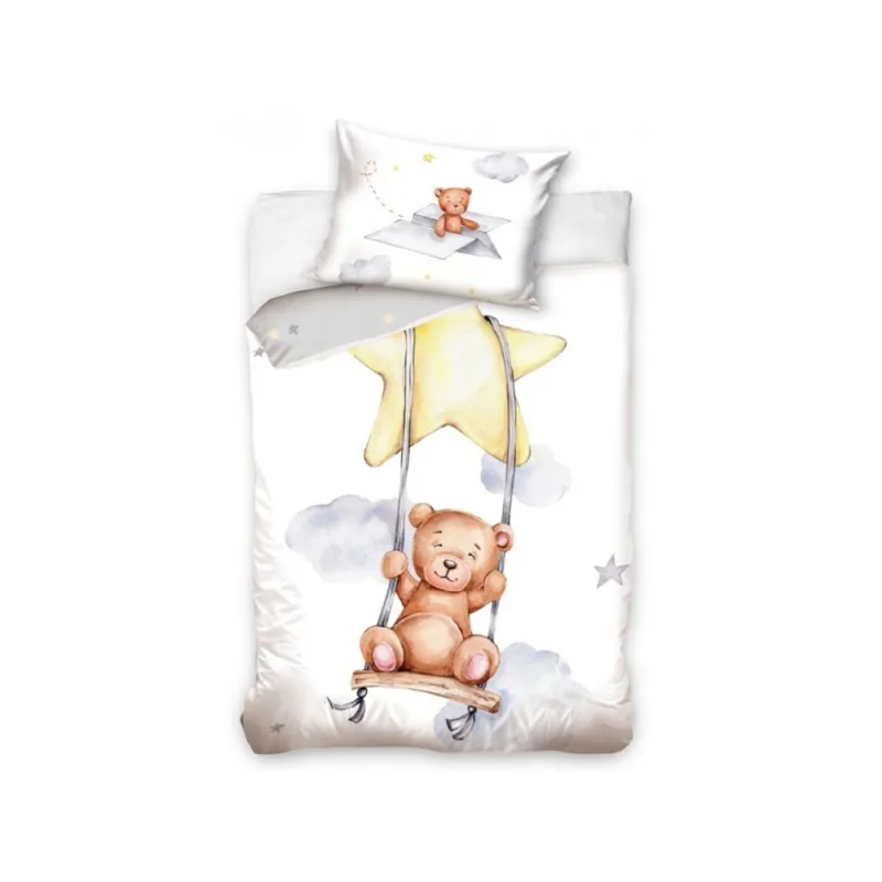Obliečky do postieľky Medvedík Hojdačka na Hviezde 100x135/40x60 cm