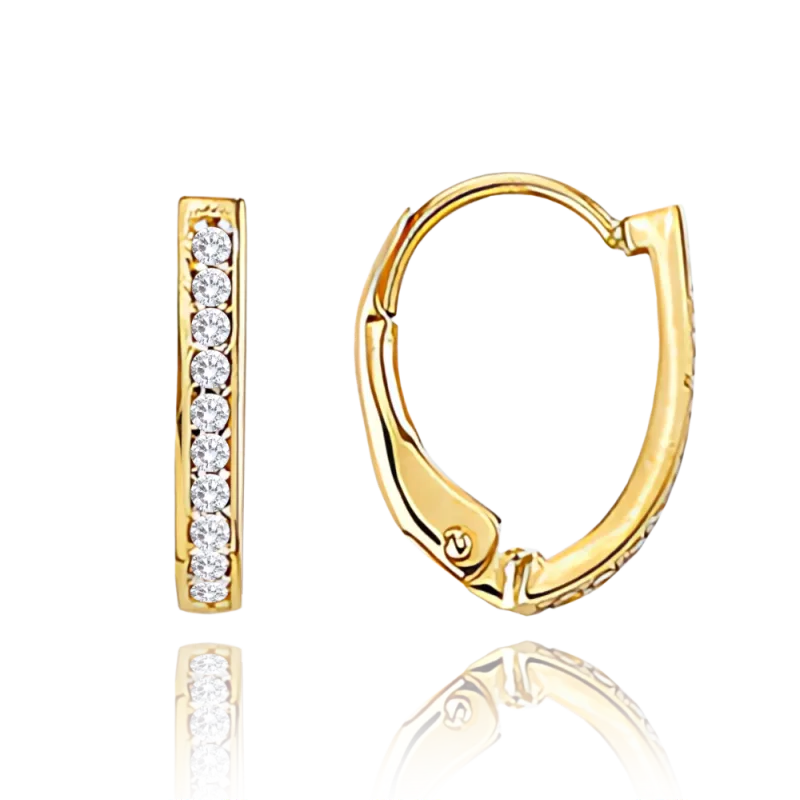 MINET Zlaté náušnice na patent s bílými zirkony Au 585/1000 1,55g JMG0008WGE01